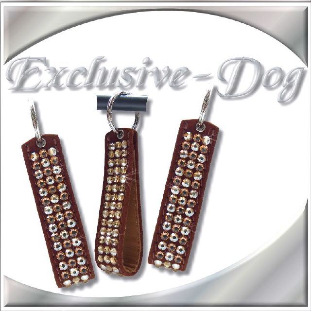 Strass Leder Schlüsselanhänger braun